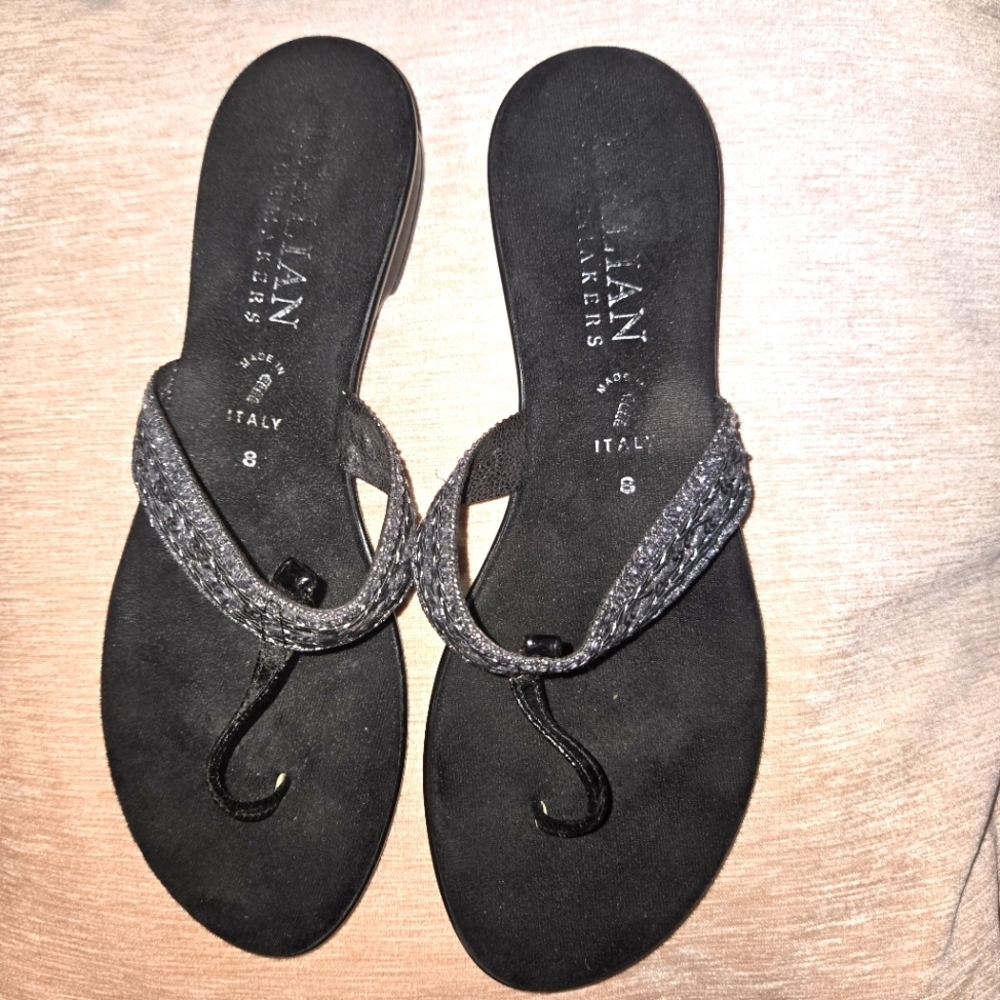 Italian Shoemakers Black Sandals with Sparkly Straps
